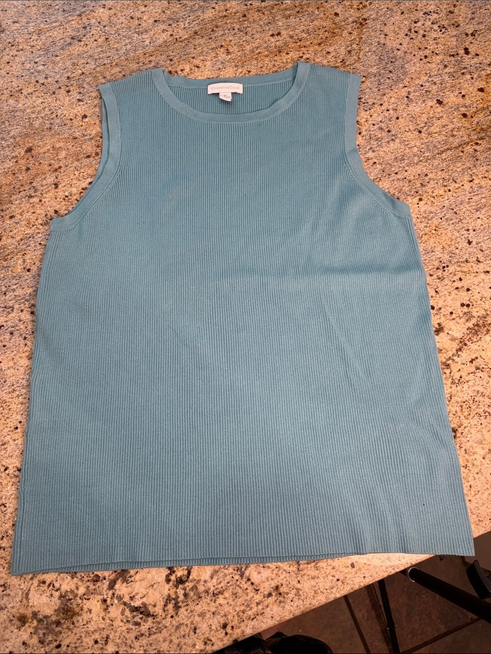 Charter Club Teal Ribbed Sleeveless Top